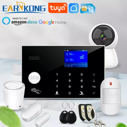 Wifi GSM Alarm System 433MHz Home Burglar Security Alarm Wireless Temperature Humidity Alexa