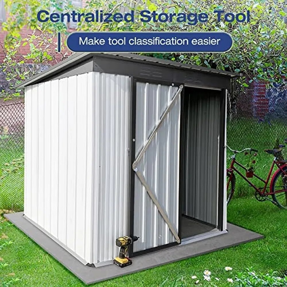 Lyromix 63.5'' × 33.8'' Metal Outdoor Storage Shed with Door & Lock