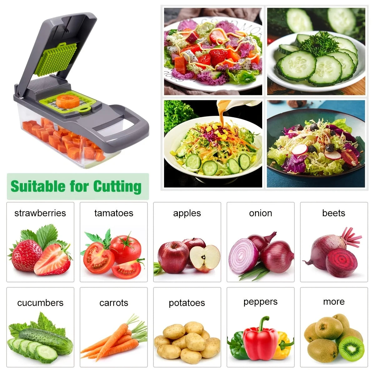 14pcs/Set Vegetable Chopper,Multifunctional Fruit Slicer,