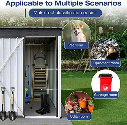 Lyromix 63.5'' × 33.8'' Metal Outdoor Storage Shed with Door & Lock