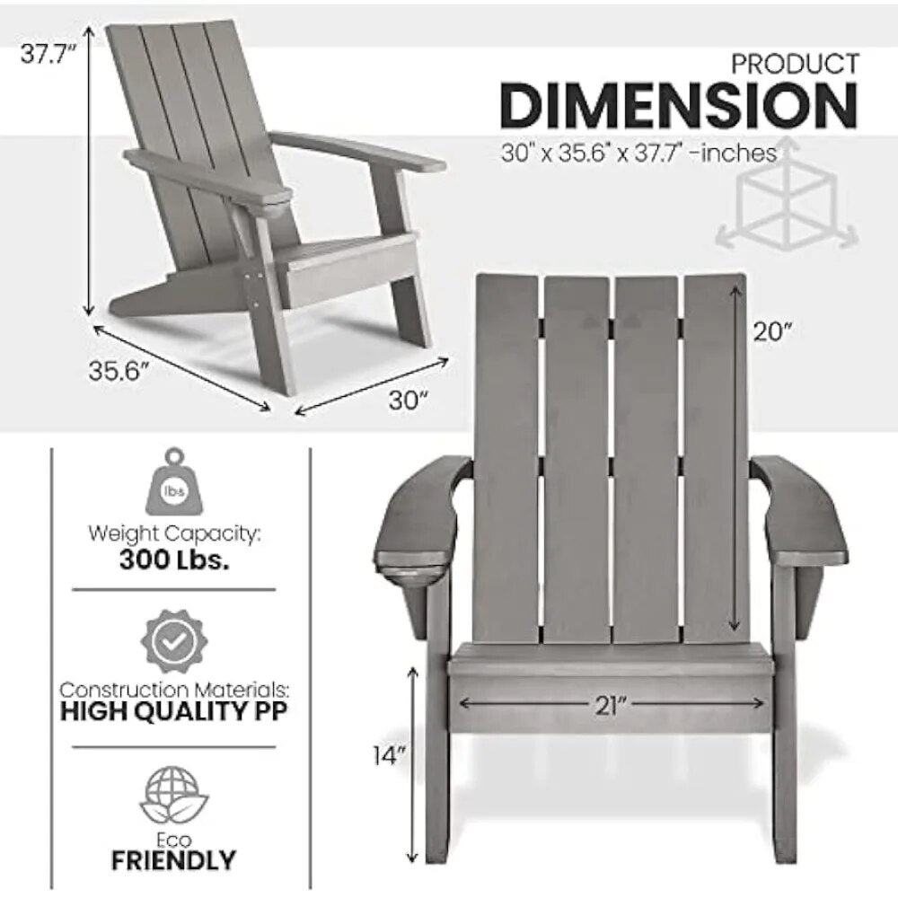 SereneLife Home Wooden Adirondack Lounge Chair