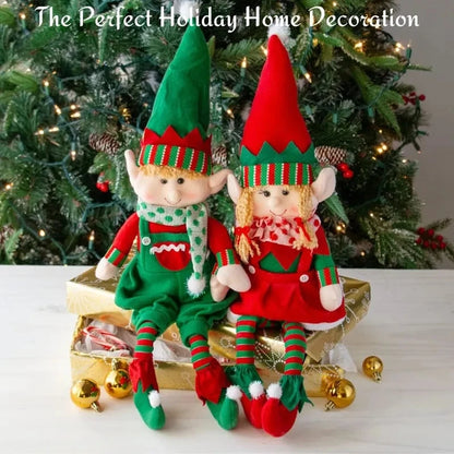 2PC Big Christmas Plush Leg Elf Doll Ornaments Boys and Girls Elf Toy Dolls New Year Home Decorations Christmas Tree Ornaments