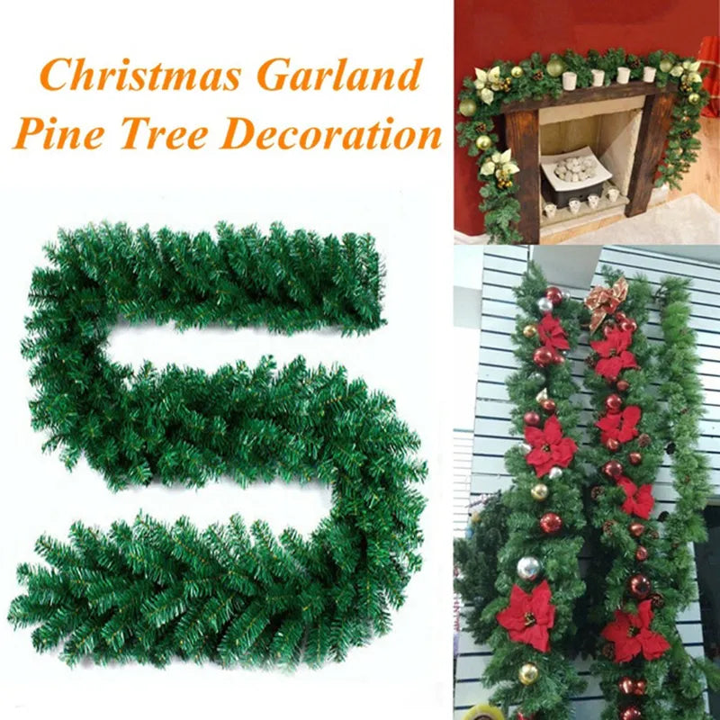 Christmas Garland Wreath Artificial Green Christmas Tree Ornaments Wall Door Decor