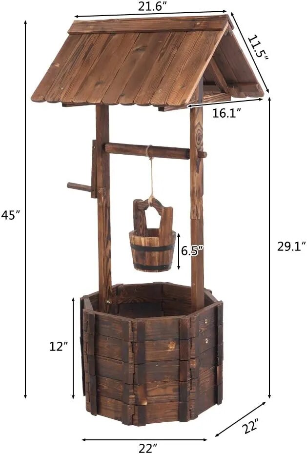 Wishing Well Planter with Hanging Bucket