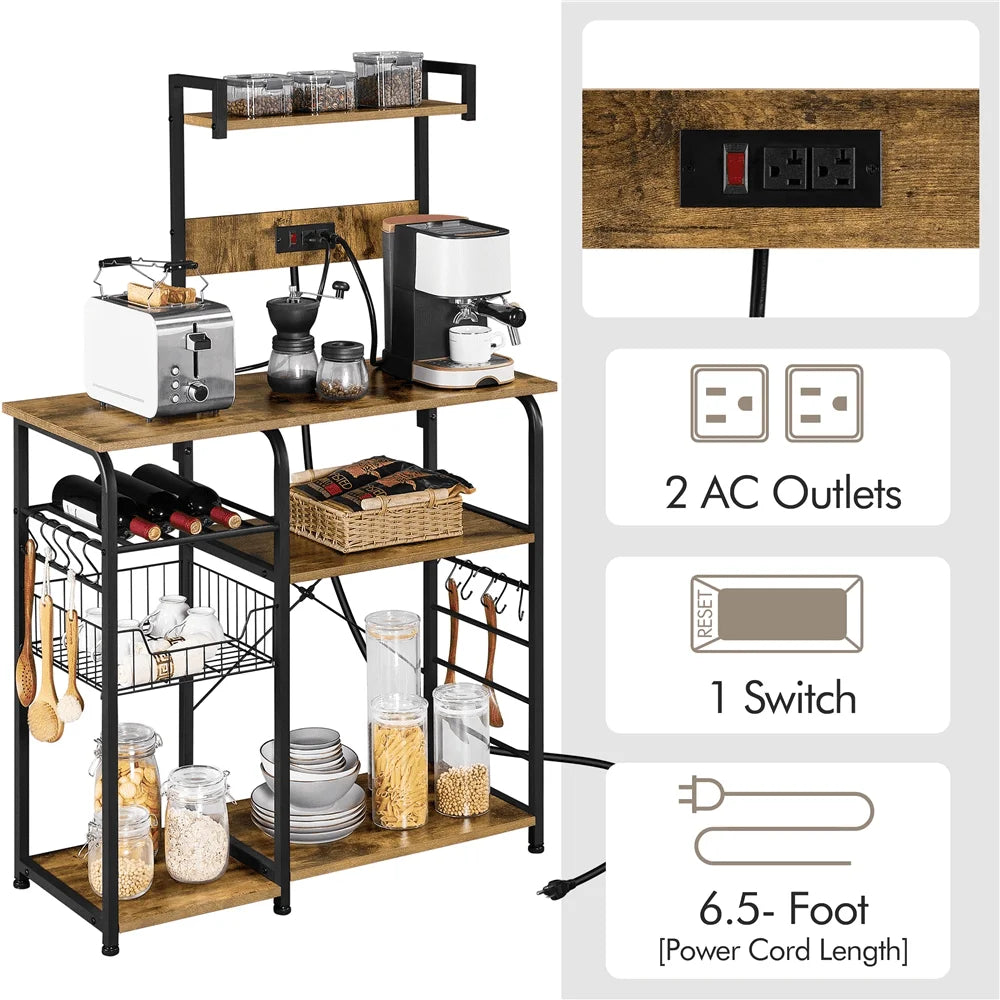 SmileMart 55″Kitchen Baker's Rack with Power Outlet