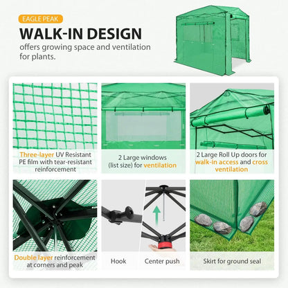 8x6 Portable Heavy-Duty Walk-in Pop-up Greenhouse