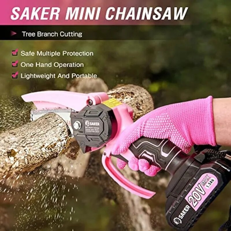 Portable Electric Pink Mini Cordless Chainsaw