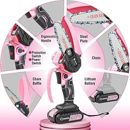 Portable Electric Pink Mini Cordless Chainsaw