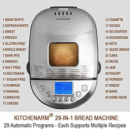 SMART Bread Machine with Gluten Free Setting  Stainless Steel Bread Maker Machine