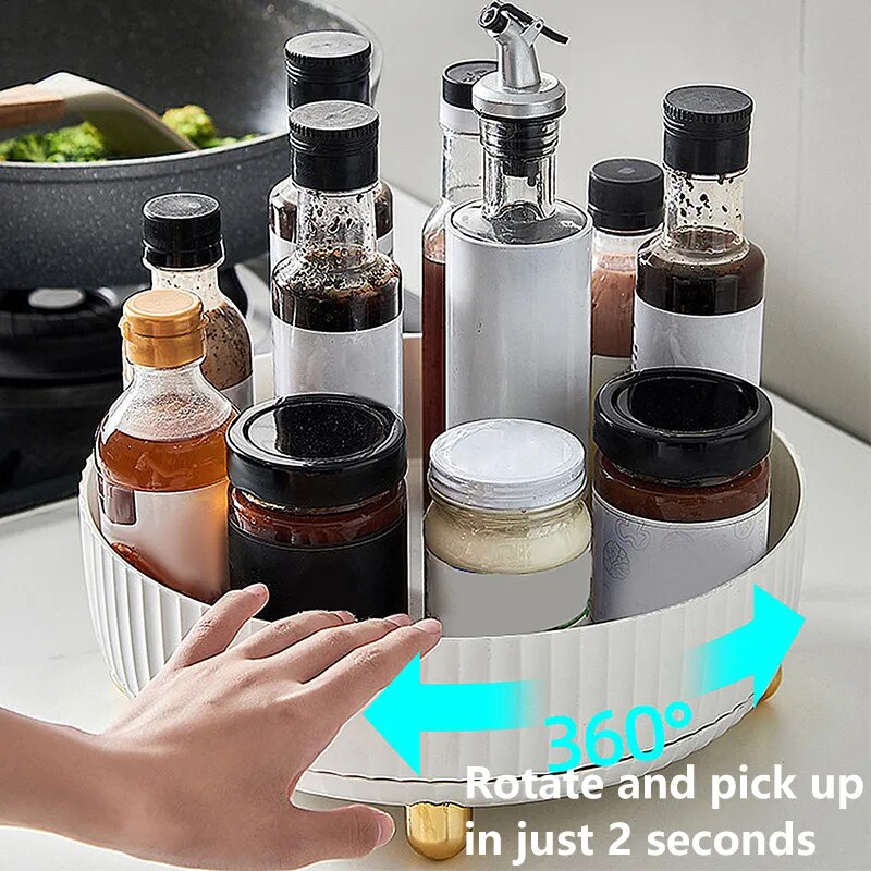 360 Degree Rotation Spice Rack Multifunction Storage Shelf