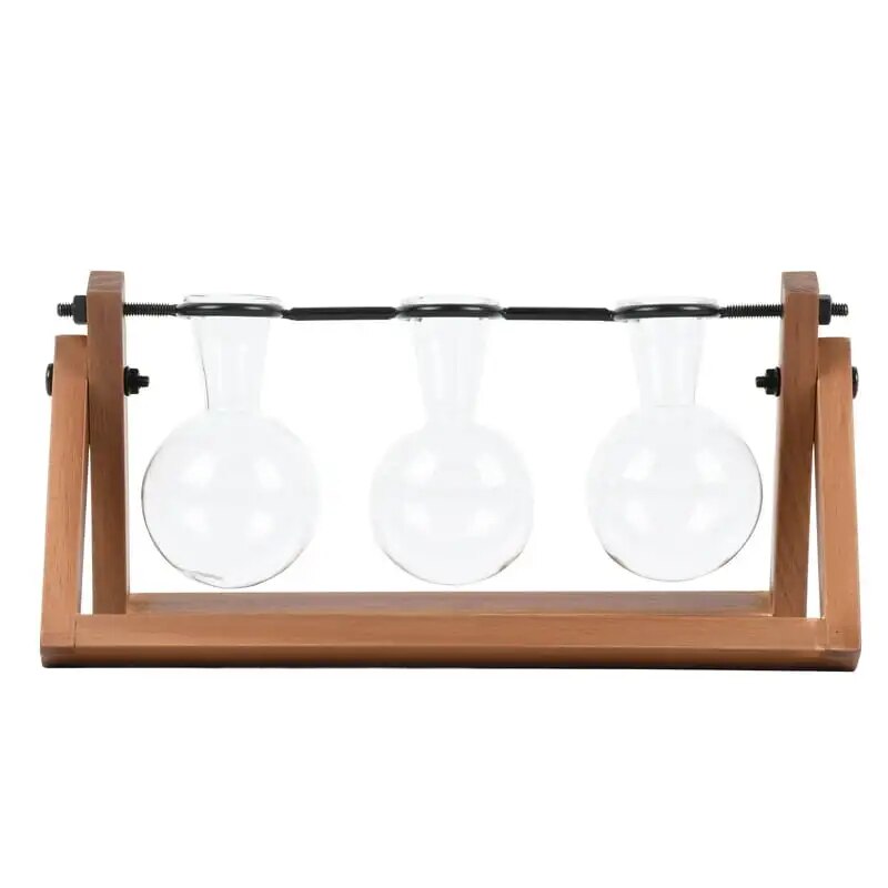 Rectangle Glass and Wood Planter Stand Set