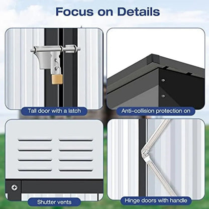 Lyromix 63.5'' × 33.8'' Metal Outdoor Storage Shed with Door & Lock