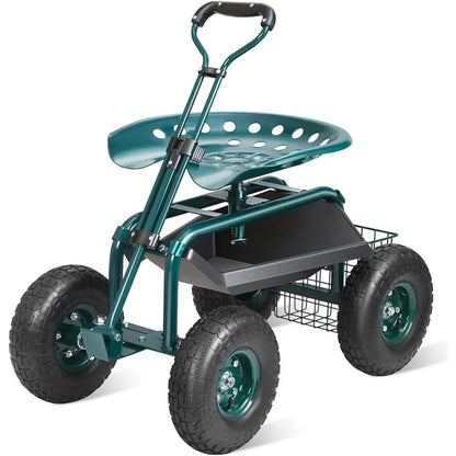 Garden Trolleys Gardening Stool for Planting Trolley on Wheels 360 Degree Swivel Seat