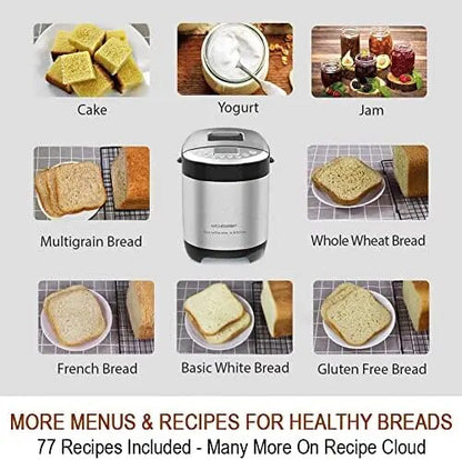 SMART Bread Machine with Gluten Free Setting  Stainless Steel Bread Maker Machine