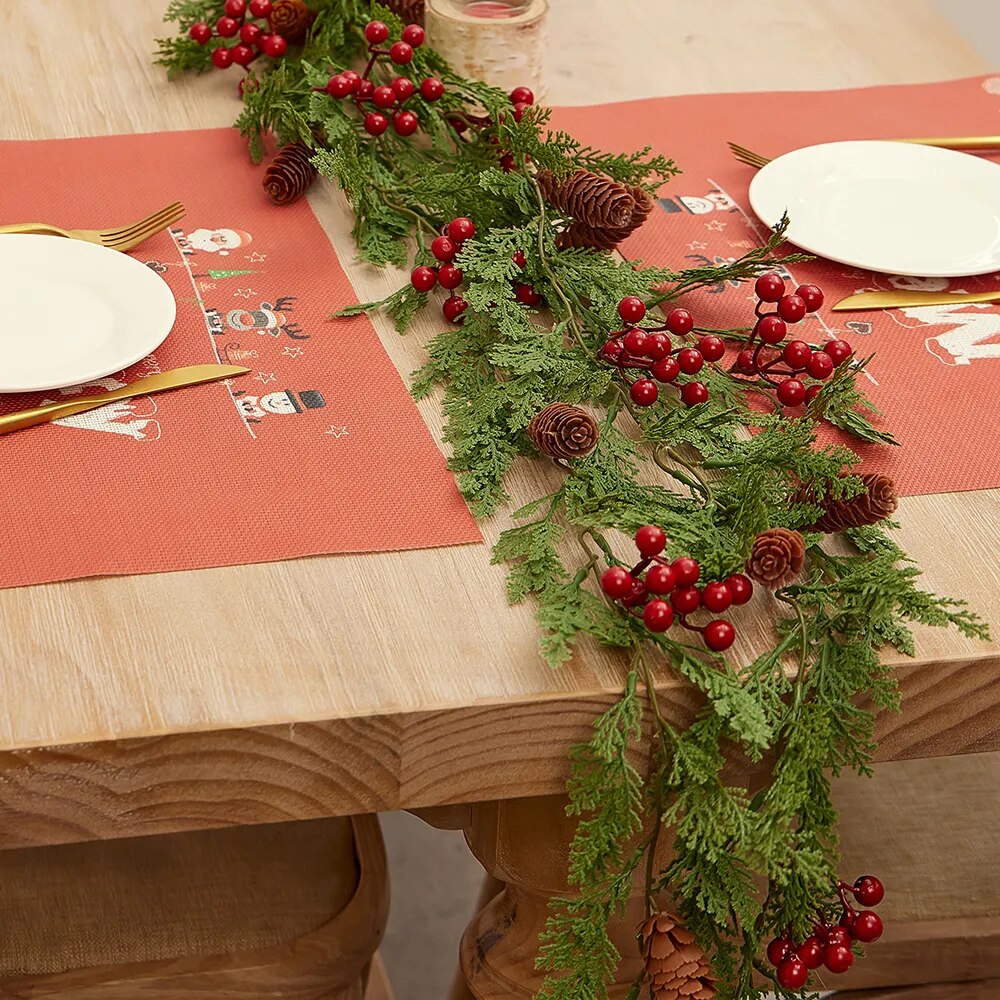 PARTY JOY 2M Christmas Pine Garland with Red Berries