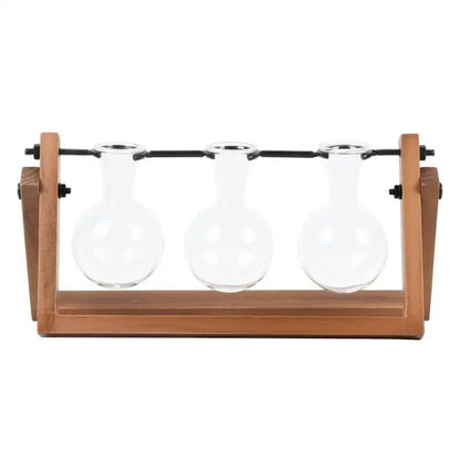 Rectangle Glass and Wood Planter Stand Set