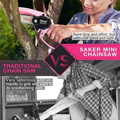 Portable Electric Pink Mini Cordless Chainsaw