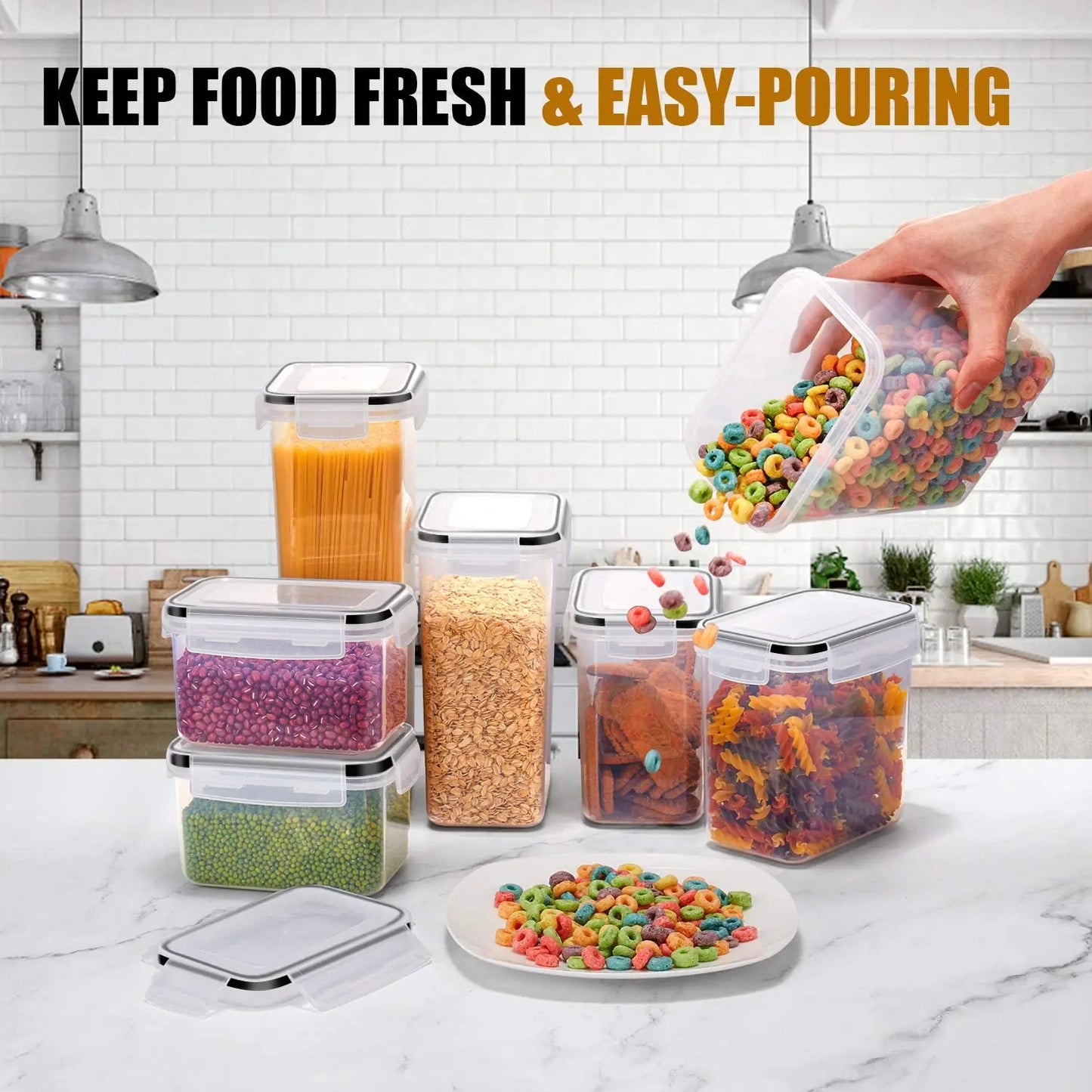 Kitchen 7pcs Food Containers Set BPA Free Plastic Airtight Storage Box