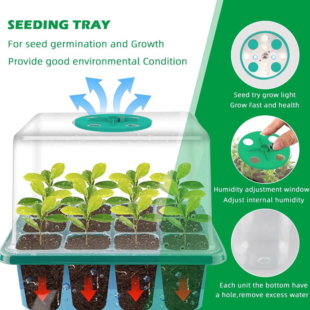 LED Grow Light with Seedling Tray Plant Seed Starter Trays