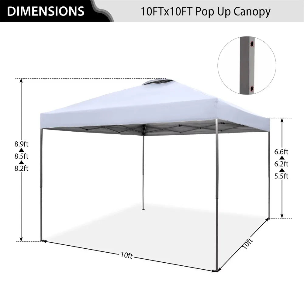 10x10ft Pop-up Canopy Tent  Instant Canopy for Outside with Wheeled Bag