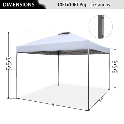 10x10ft Pop-up Canopy Tent  Instant Canopy for Outside with Wheeled Bag