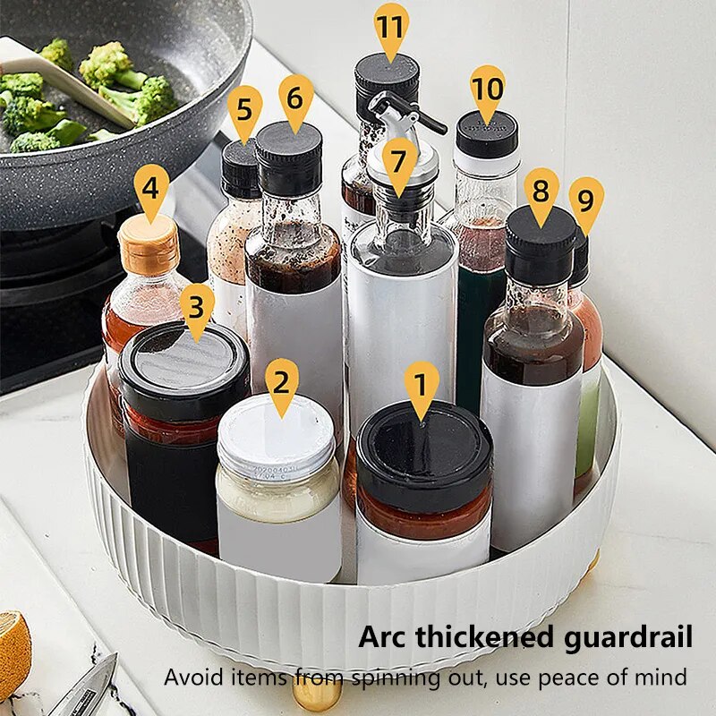 360 Degree Rotation Spice Rack Multifunction Storage Shelf