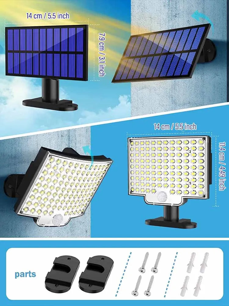 106LED Solar Light Outdoor Waterproof with Motion Sensor Floodlight Remote Control