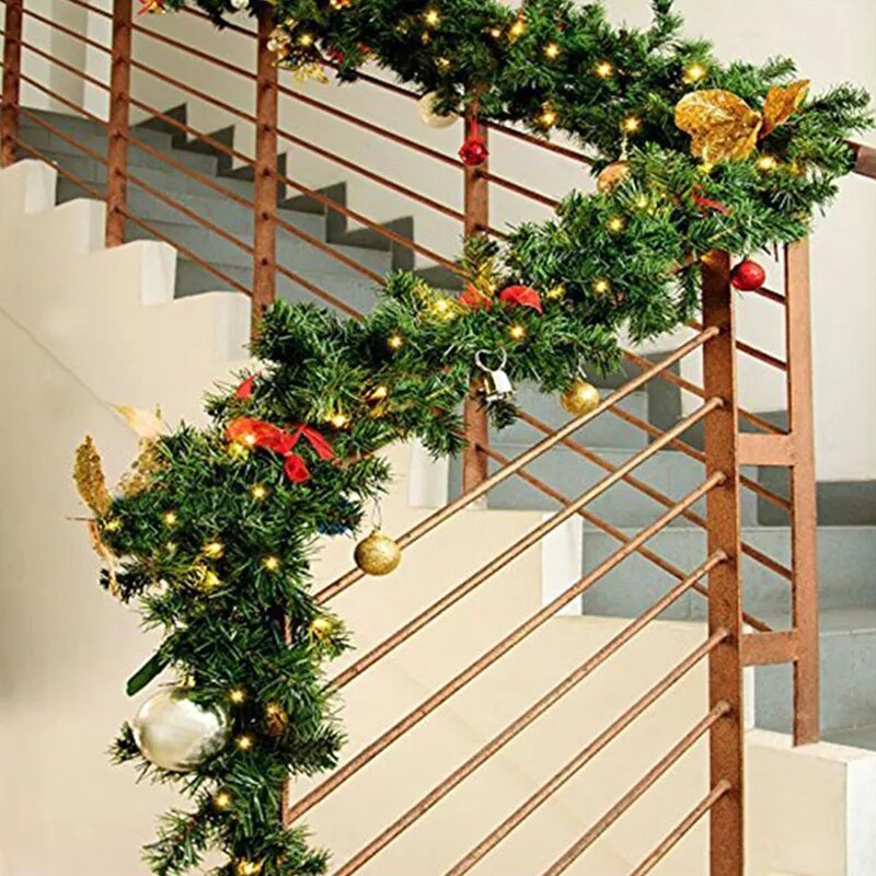 Christmas Garland Wreath Artificial Green Christmas Tree Ornaments Wall Door Decor