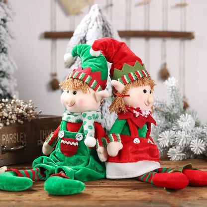 2PC Big Christmas Plush Leg Elf Doll Ornaments Boys and Girls Elf Toy Dolls New Year Home Decorations Christmas Tree Ornaments