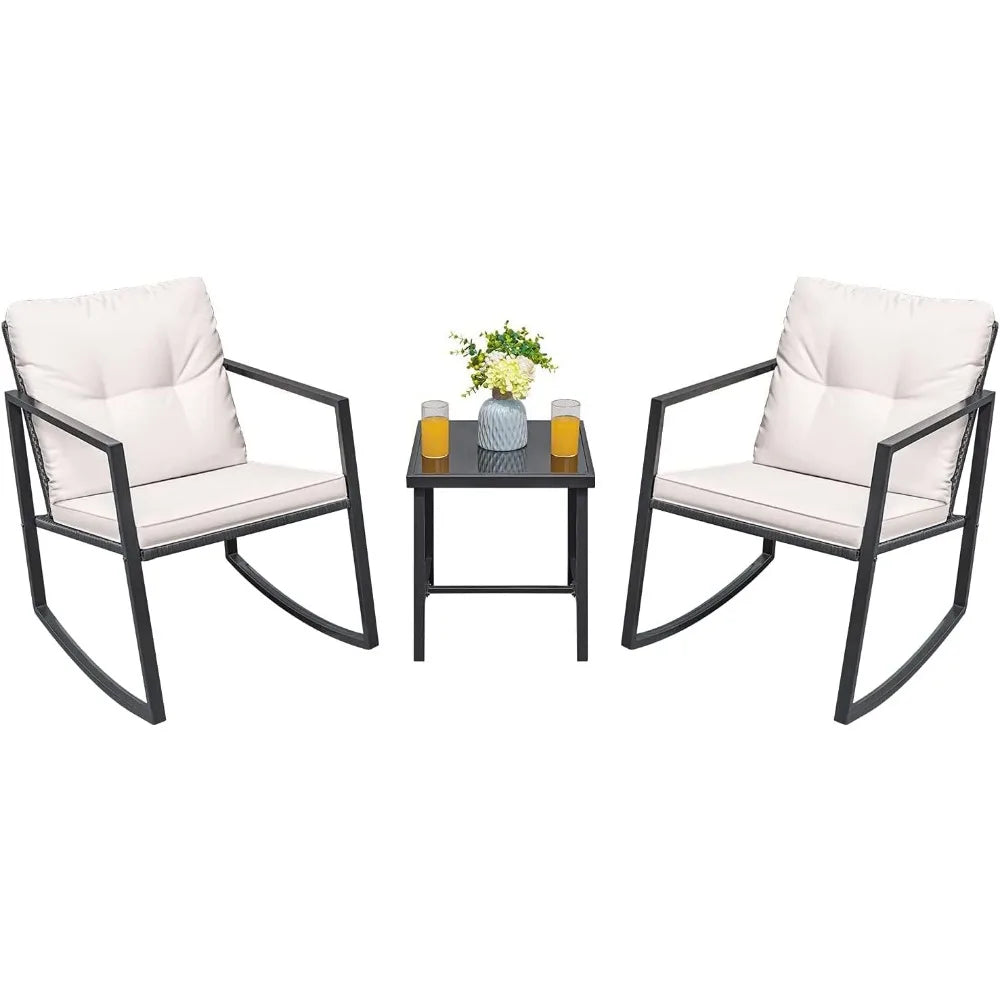 Rocking Wicker Bistro Set, Patio Outdoor Furniture