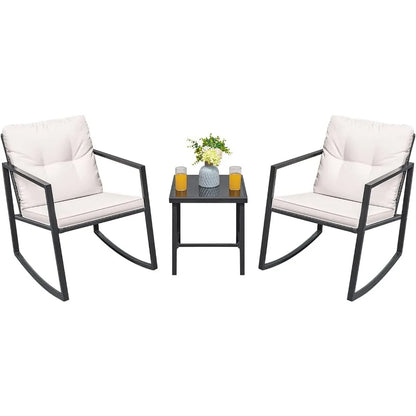 Rocking Wicker Bistro Set, Patio Outdoor Furniture