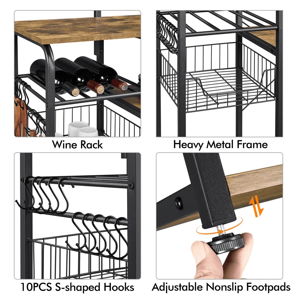 SmileMart 55″Kitchen Baker's Rack with Power Outlet