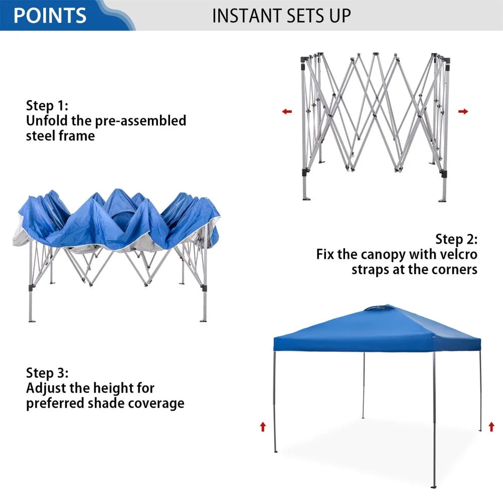 10x10ft Pop-up Canopy Tent  Instant Canopy for Outside with Wheeled Bag