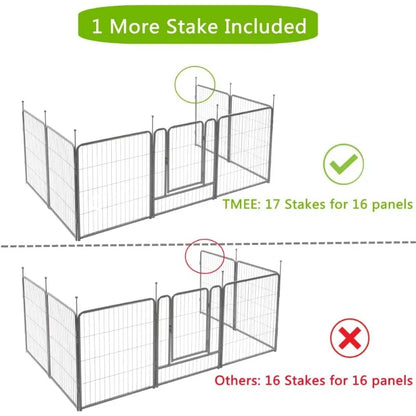 Garden Fence 16 Panels 36ft×40in Decorative Garden Metal Fence with 2 Gates