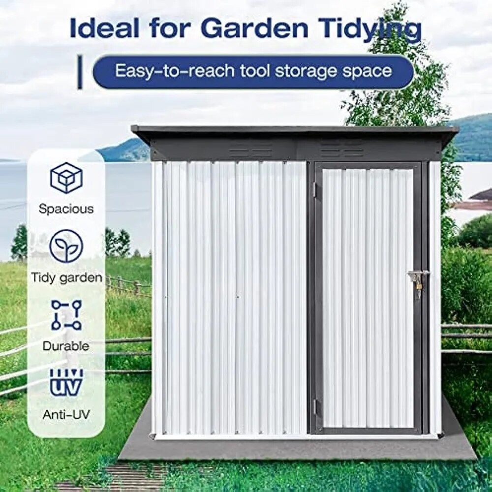 Lyromix 63.5'' × 33.8'' Metal Outdoor Storage Shed with Door & Lock